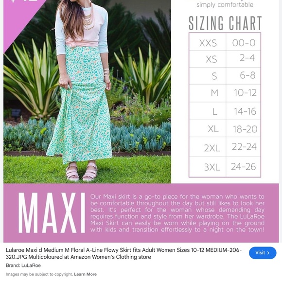 Lularoe Floral Navy Maxi Skirt NWT Women's Flowing A-Line floral XS SUMMER - Picture 7 of 7